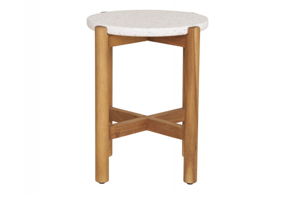 Olivia Sidebord - Ø37|46H cm - Akacie/terrazzo