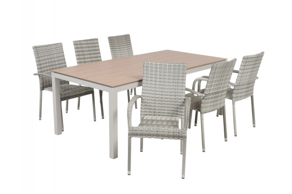 Selma Geneve Havemøbelsæt - 100x200 cm - Gråhvid