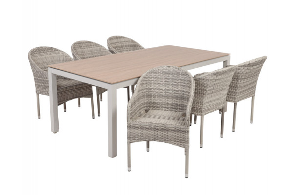 Selma Andrea Havemøbelsæt - 100x200 cm - Gråhvid