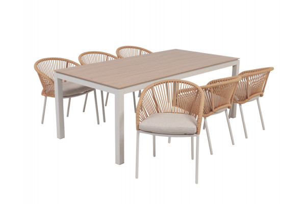 Selma Nora Havemøbelsæt - 100x200 cm - Gråhvid