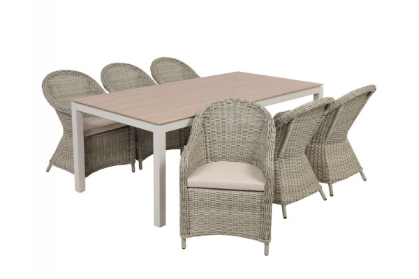 Selma Freja Havemøbelsæt - 100x200 cm - Gråhvid