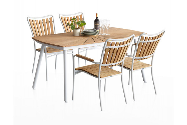 DaneLine Eva Teak Havemøbelsæt m/4 stole -...