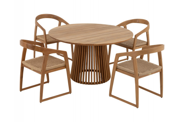 Luna Venedig Teak havemøbelsæt - Ø150 cm