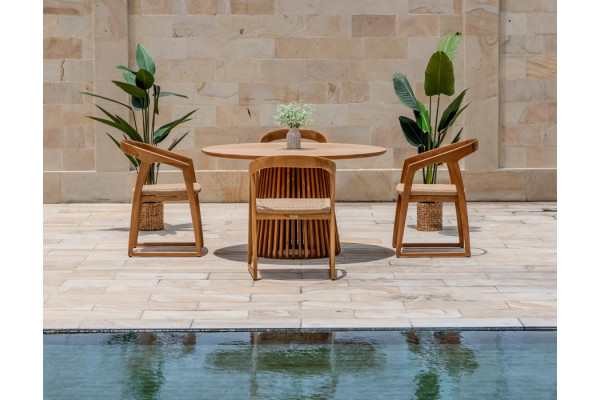 Luna Venedig Teak havemøbelsæt - Ø150 cm