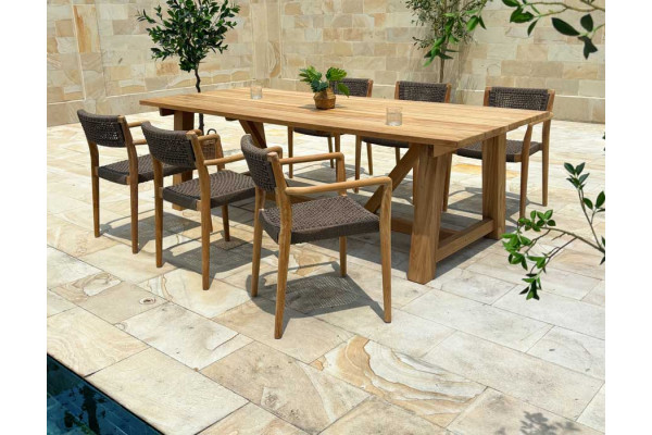 Hercules Tonka Teak havemøbelsæt m/6 stole -...