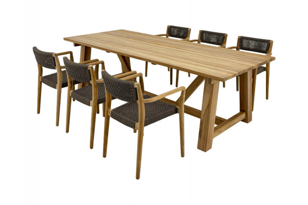 Hercules Tonka Teak havemøbelsæt m/6 stole -...
