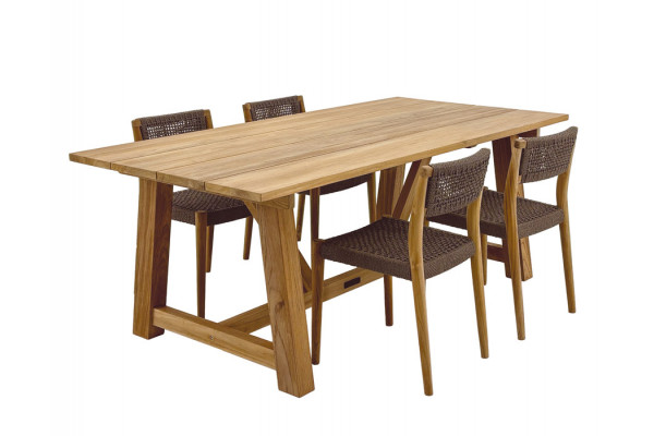 Hercules Tonka Teak havemøbelsæt m/4 stole -...