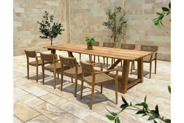 Hercules Manja Teak havemøbelsæt m/8 stole -...