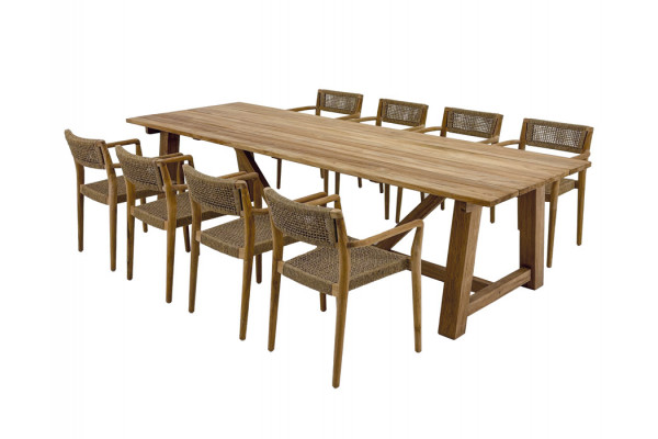 Hercules Manja Teak havemøbelsæt m/8 stole -...