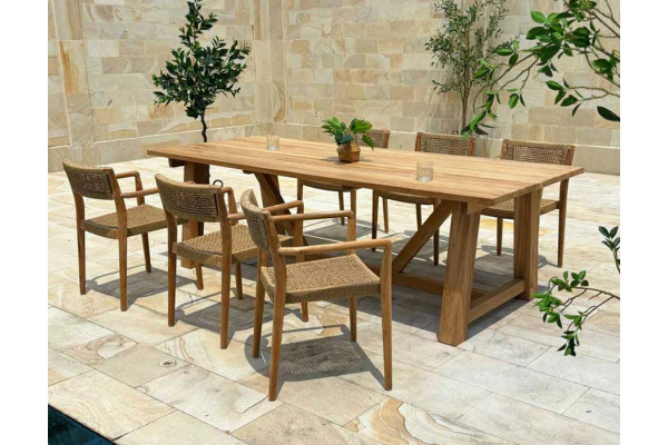 Hercules ManjaTeak havemøbelsæt m/6 stole -...