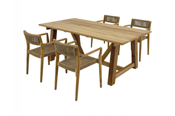 Hercules ManjaTeak havemøbelsæt m/4 stole -...
