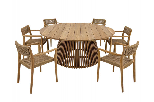 Luna Manja Teak havemøbelsæt m/6 stole - Ø180 cm