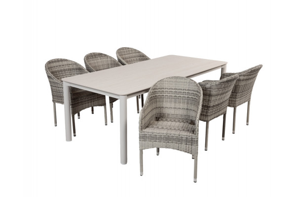 Karen Andrea Havemøbelsæt - 99,5x210 cm - Lys Grå