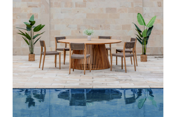 Luna Alana Teak Havemøbelsæt - Ø180 cm