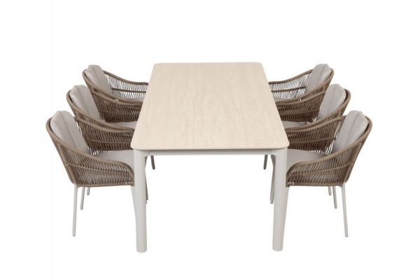 Karen Svala Havemøbelsæt - 99,5x210 cm - Gråhvid