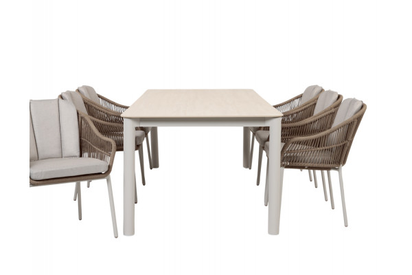 Karen Svala Havemøbelsæt - 99,5x210 cm - Gråhvid