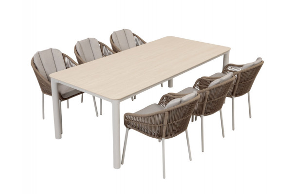 Karen Svala Havemøbelsæt - 99,5x210 cm - Gråhvid