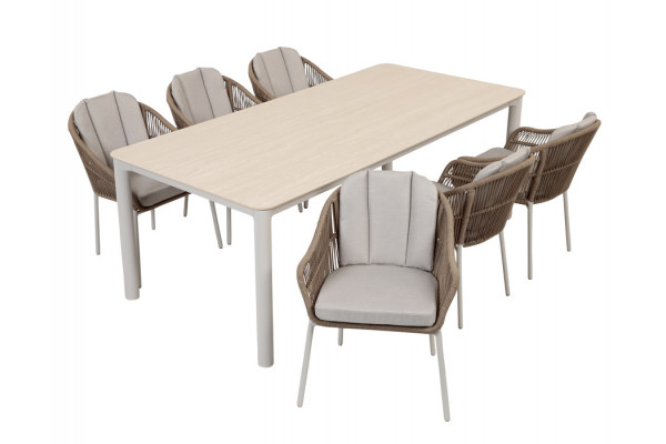 Karen Svala Havemøbelsæt - 99,5x210 cm - Gråhvid