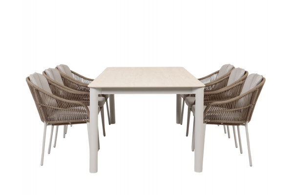 Karen Svala Havemøbelsæt - 99,5x210 cm - Gråhvid