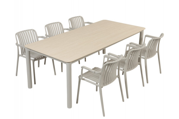 Karen Sonja Havemøbelsæt - 99,5x210 cm - Gråhvid