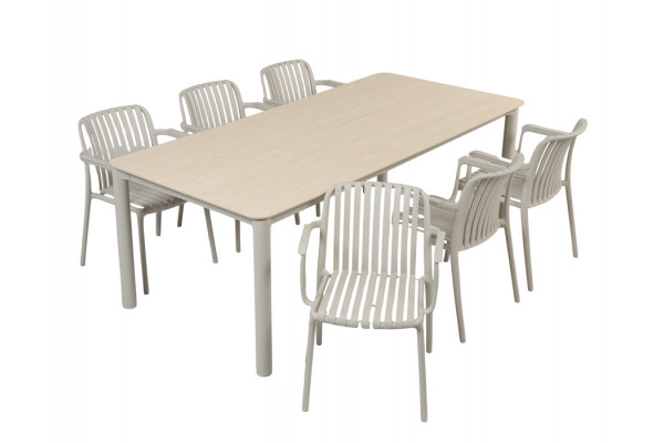 Karen Sonja Havemøbelsæt - 99,5x210 cm - Gråhvid