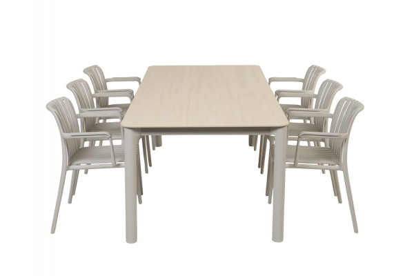 Karen Sonja Havemøbelsæt - 99,5x210 cm - Gråhvid