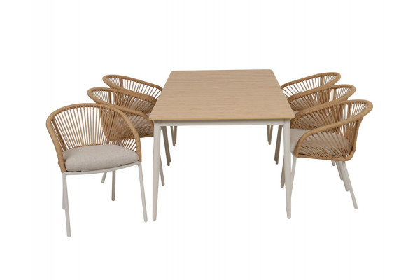 Malmø Nora Havelmøbelsæt - 100x200 cm - Gråhvid