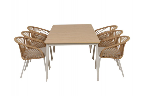 Malmø Nora Havelmøbelsæt - 100x200 cm - Gråhvid