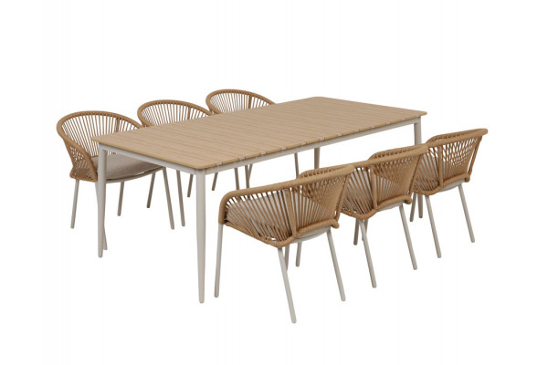 Malmø Nora Havelmøbelsæt - 100x200 cm - Gråhvid