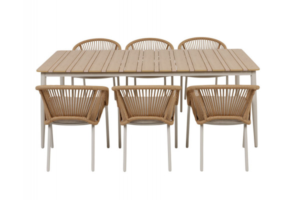 Malmø Nora Havelmøbelsæt - 100x200 cm - Gråhvid