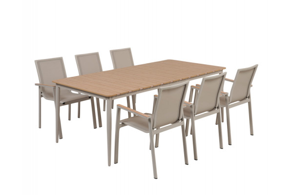 Malmø Havelmøbelsæt m/6 Stabelstole - 100x200...