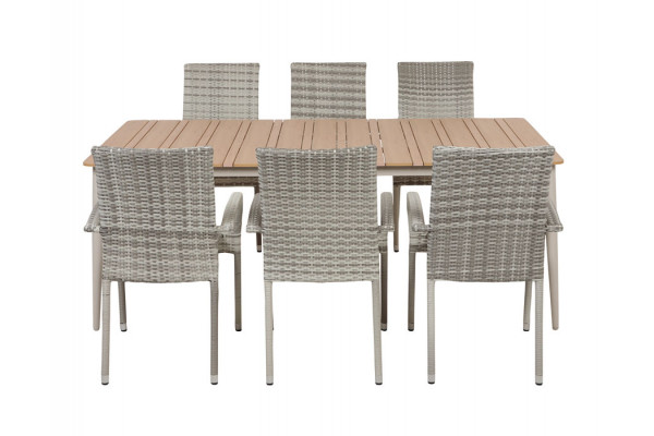 Malmø Geneve Havelmøbelsæt - 100x200 cm - Gråhvid