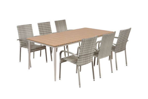 Malmø Geneve Havelmøbelsæt - 100x200 cm - Gråhvid