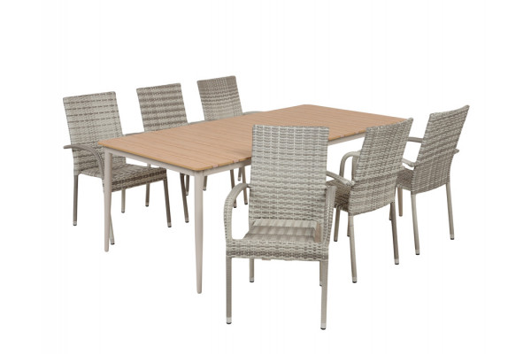 Malmø Geneve Havelmøbelsæt - 100x200 cm - Gråhvid