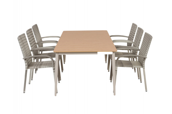 Malmø Geneve Havelmøbelsæt - 100x200 cm - Gråhvid