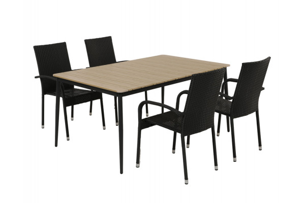 Malmø Geneve Havemøbelsæt - 100x160 cm - Mørkegrå