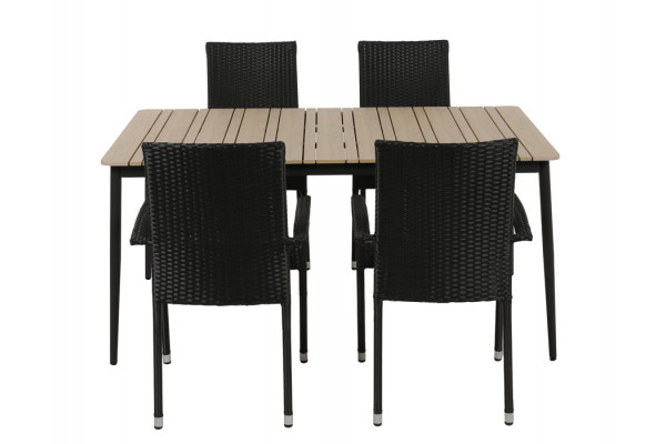 Malmø Geneve Havemøbelsæt - 100x160 cm - Mørkegrå