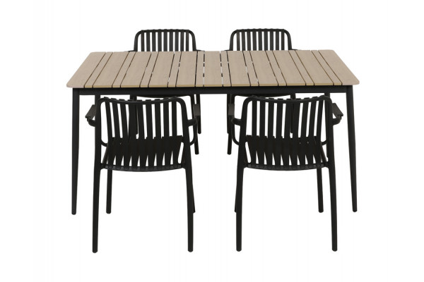 Malmø Sonja Havemøbelsæt - 100x160 cm - Mørkegrå