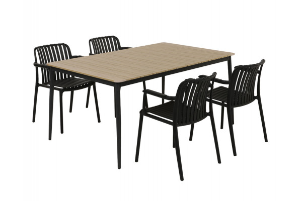 Malmø Sonja Havemøbelsæt - 100x160 cm - Mørkegrå