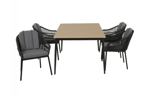 Malmø Svala Havemøbelsæt - 100x160 cm - Mørkegrå