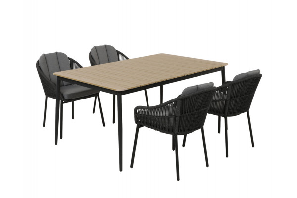 Malmø Svala Havemøbelsæt - 100x160 cm - Mørkegrå