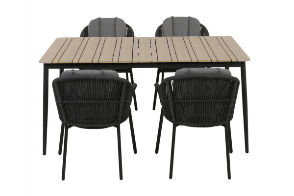 Malmø Svala Havemøbelsæt - 100x160 cm - Mørkegrå