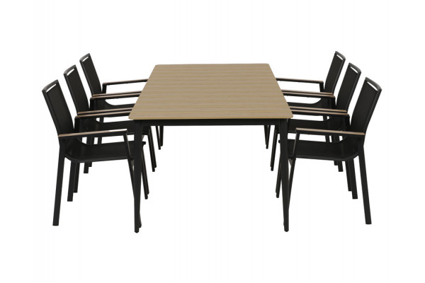 Malmø Havemøbelsæt m/6 stabelstole - Mørkegrå