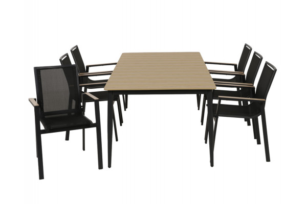 Malmø Havemøbelsæt m/6 stabelstole - Mørkegrå