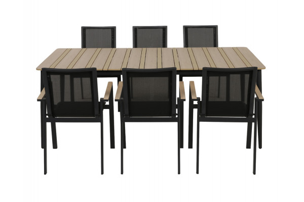 Malmø Havemøbelsæt m/6 stabelstole - Mørkegrå