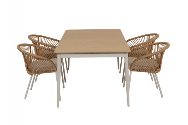 Malmø Nora Havemøbelsæt - 100x180/235 cm - Gråhvid