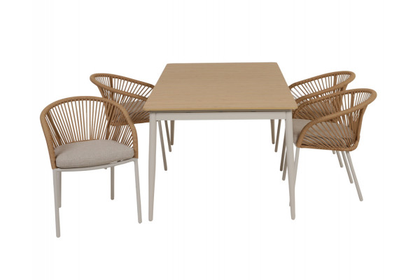 Malmø Nora Havemøbelsæt - 100x180/235 cm - Gråhvid