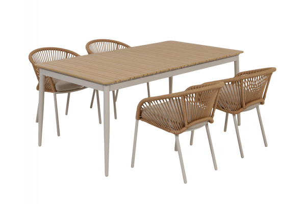 Malmø Nora Havemøbelsæt - 100x180/235 cm - Gråhvid