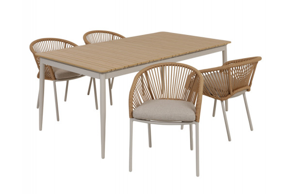 Malmø Nora Havemøbelsæt - 100x180/235 cm - Gråhvid