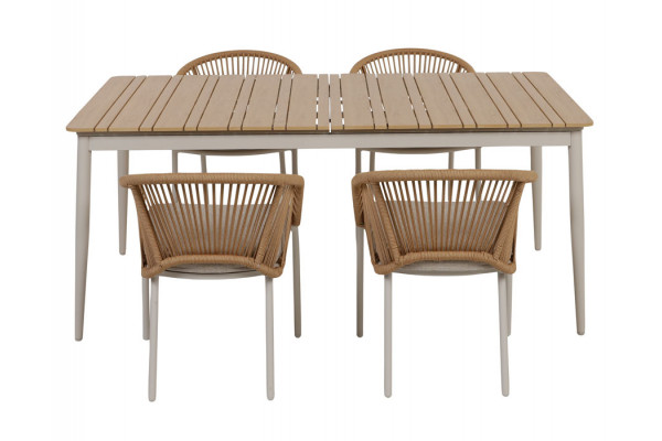 Malmø Nora Havemøbelsæt - 100x180/235 cm - Gråhvid